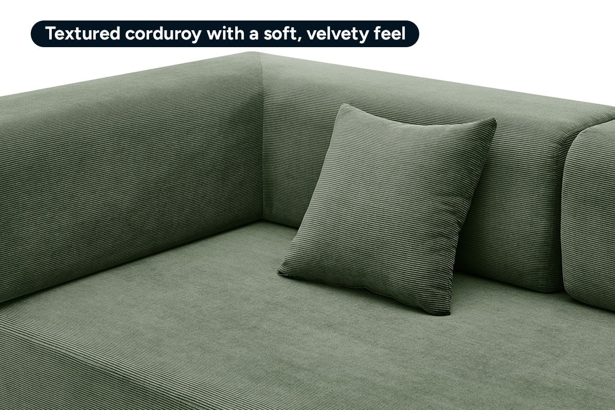Ovela Mia 3 Seater Corduroy Compressed Sofa Bed (Green)