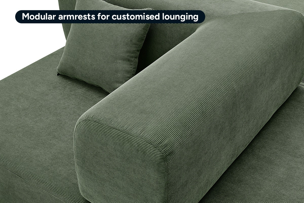 Ovela Mia 3 Seater Corduroy Compressed Sofa Bed (Green)