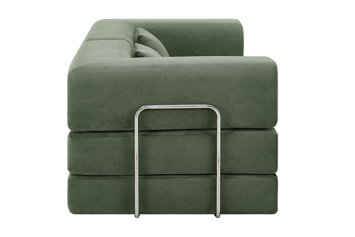 Ovela Mia 3 Seater Corduroy Compressed Sofa Bed (Green)