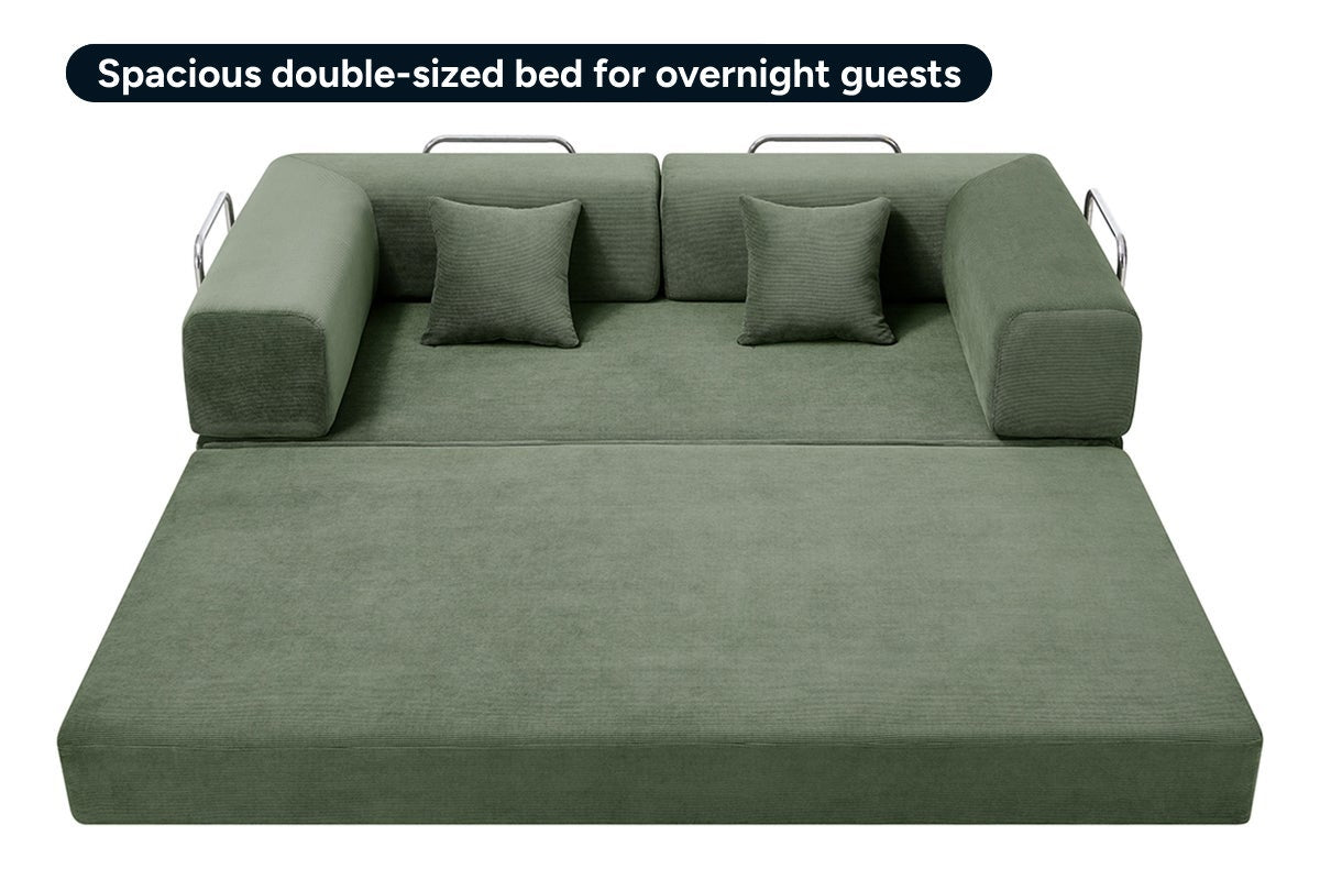 Ovela Mia 3 Seater Corduroy Compressed Sofa Bed (Green)
