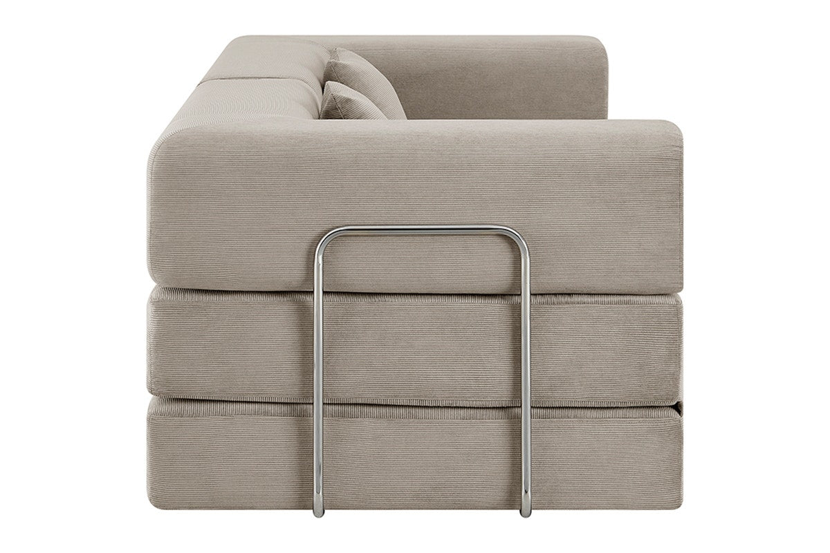 Ovela Mia 3 Seater Corduroy Compressed Sofa Bed (Sand)