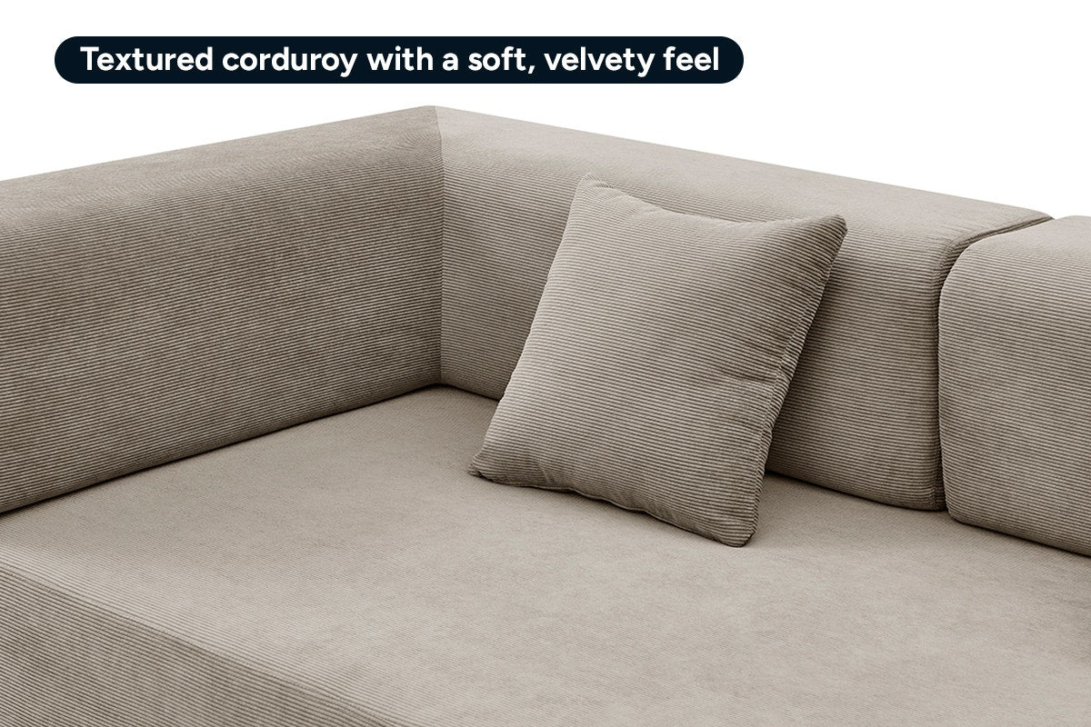 Ovela Mia 3 Seater Corduroy Compressed Sofa Bed (Sand)