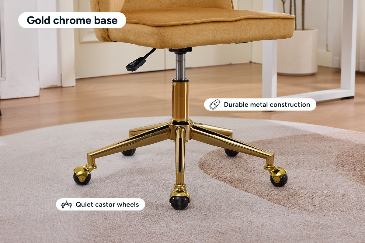 Ovela Monty Velvet Office Chair (Mustard)
