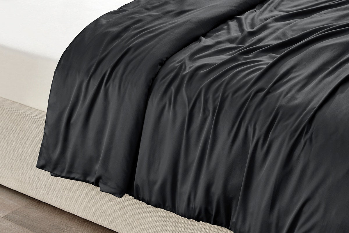 Ovela 100% Natural Bamboo Quilt Cover Set (Charcoal, Queen)