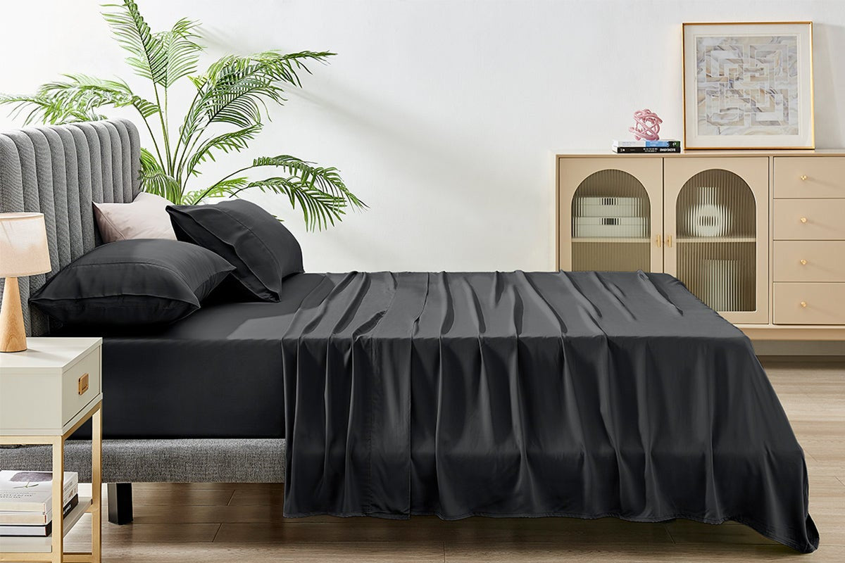 Ovela 100% Natural Bamboo Bed Sheet Set (Charcoal, King)