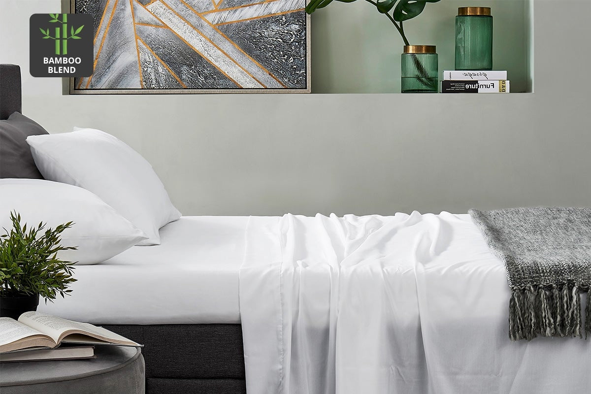 Ovela 100% Natural Bamboo Bed Sheet Set (White, King Single)