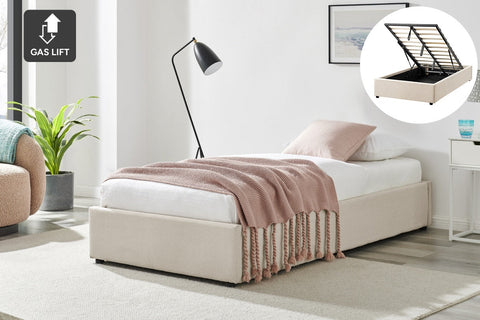 Ovela Parker Gas Lift Bed Frame (Beige, Single)