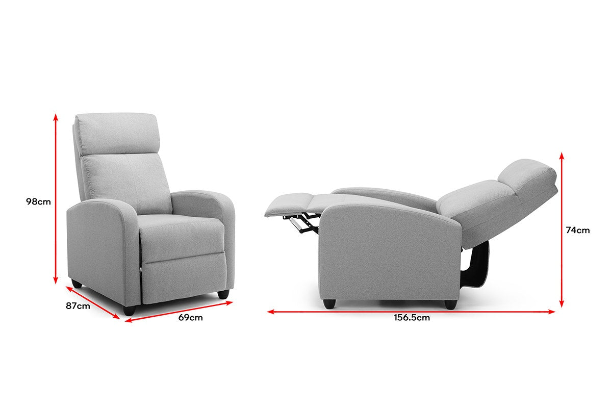 Ovela Fabric Recliner Chair (Grey)