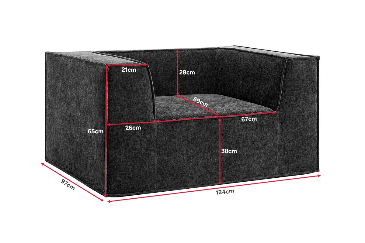 Ovela Softly Compressed Armchair (Charcoal)