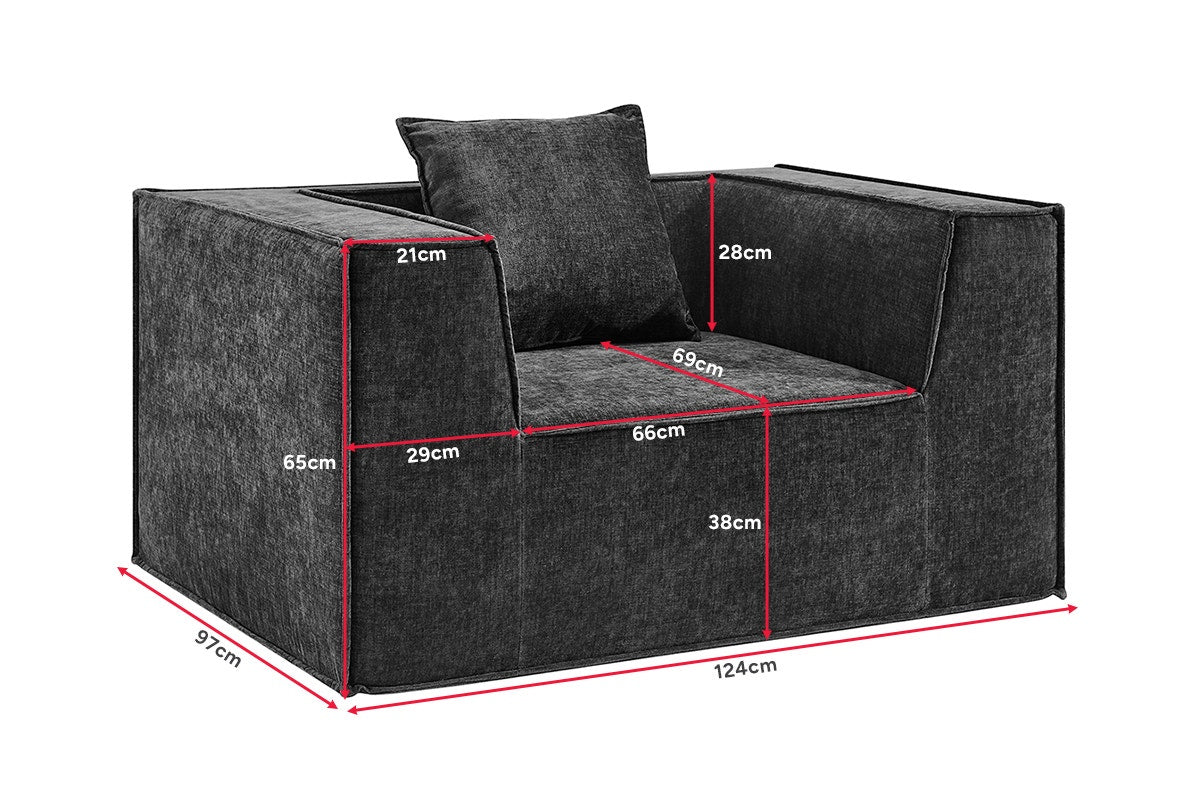 Ovela Softly Compressed Armchair (Charcoal)