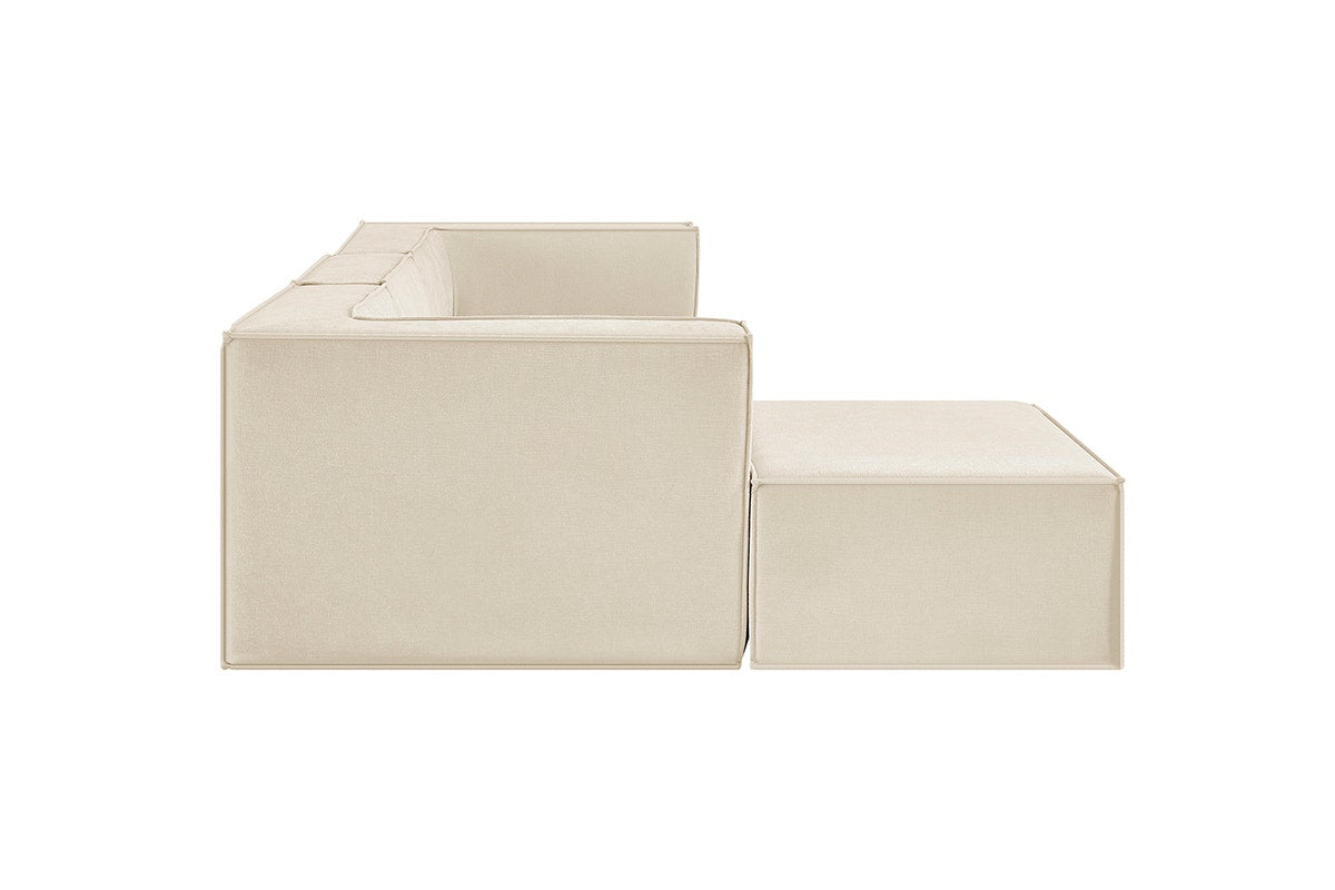Ovela Softly 3 Seater Modular Sofa with Ottoman (Cream)