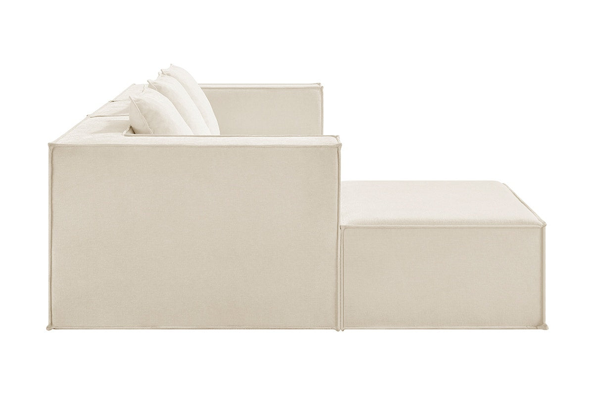 Ovela Softly 3 Seater Compressed Modular Sofa with Ottoman (Cream)