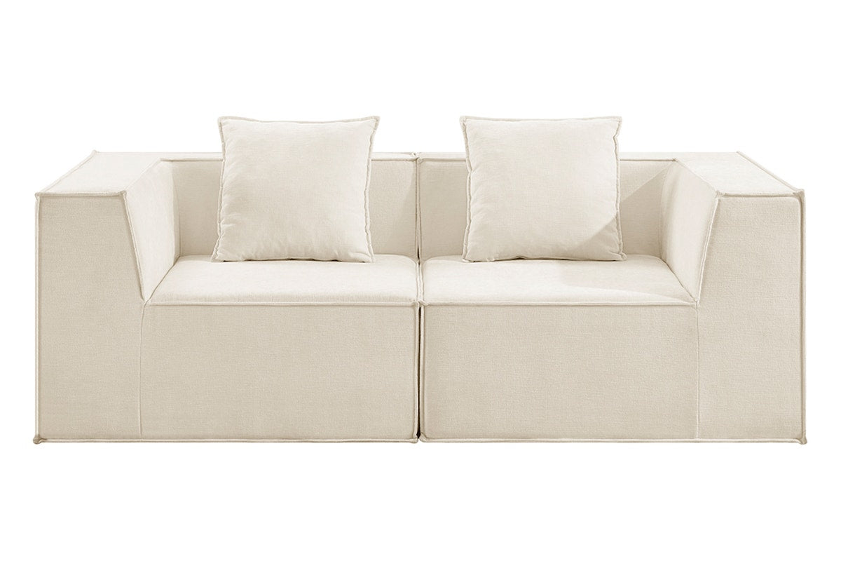 Ovela Softly 3 Seater Compressed Modular Sofa with Ottoman (Cream)