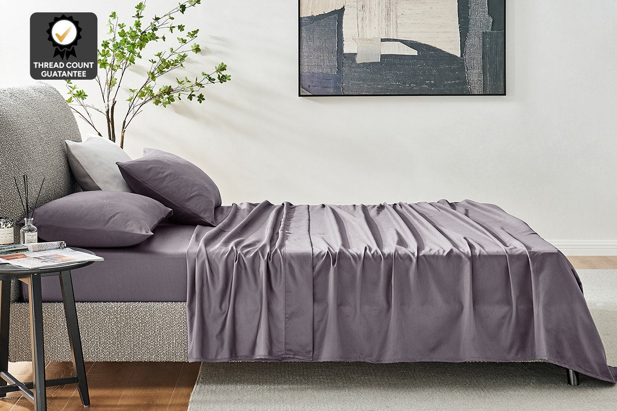 Ovela 1200TC Cotton Bed Sheet Set - Castlerock; Single)