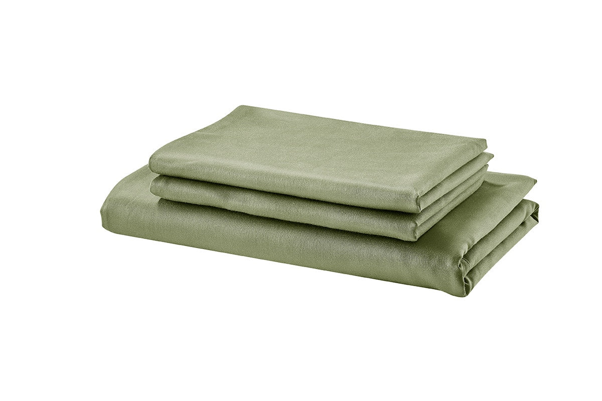 Ovela 1200TC Cotton Bed Sheet Set - Oiled Green; Single)