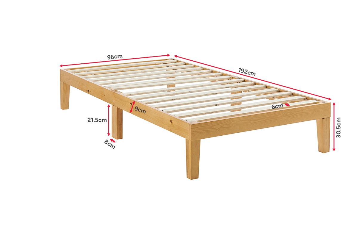 Ovela William Wood Bed Frame (Warm Natural; Single)