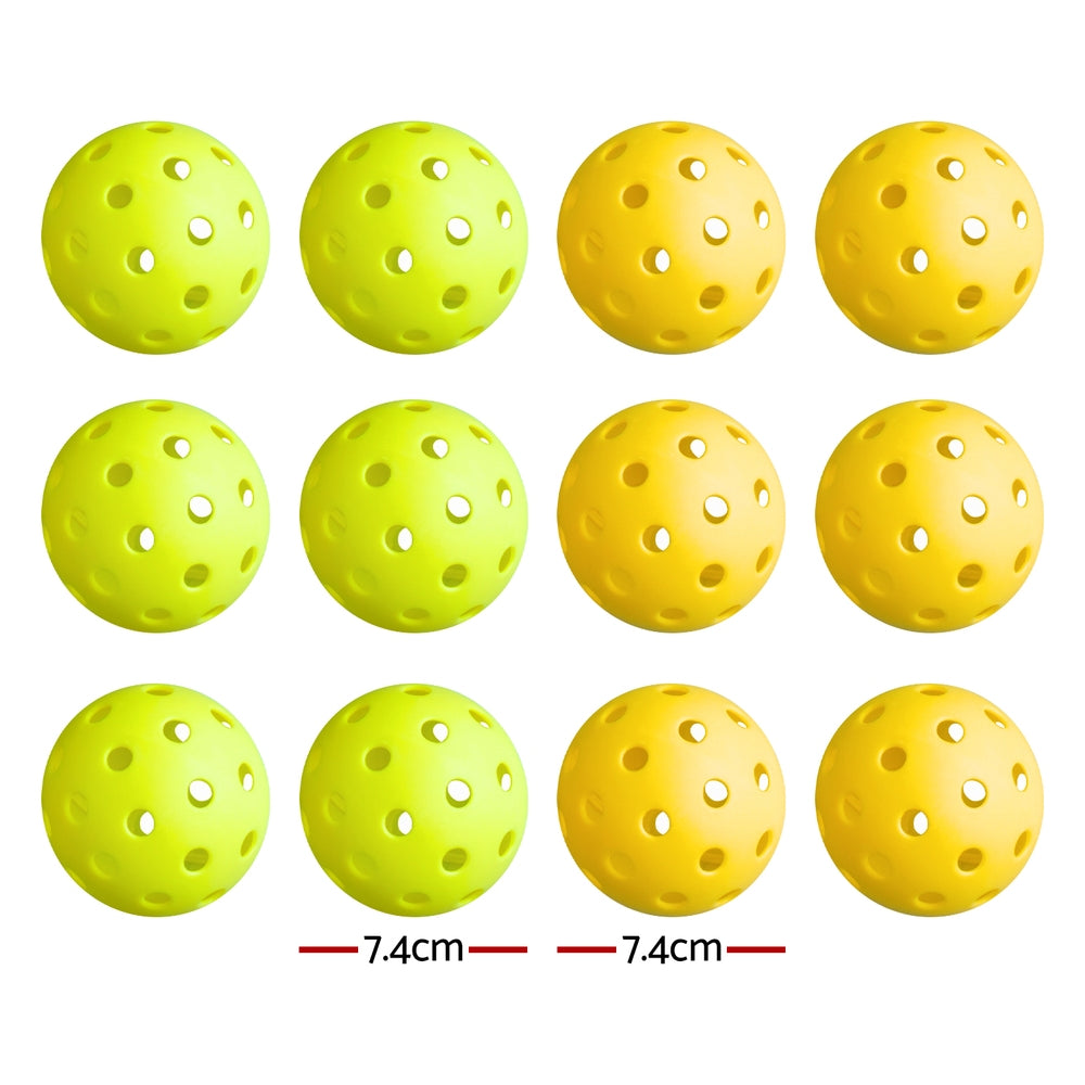 Everfit 12PC Pickleballs Set 40-Hole Design Indoor Outdoor Durable PE Balls Green/Yellow - SuperSaverAU - view 2