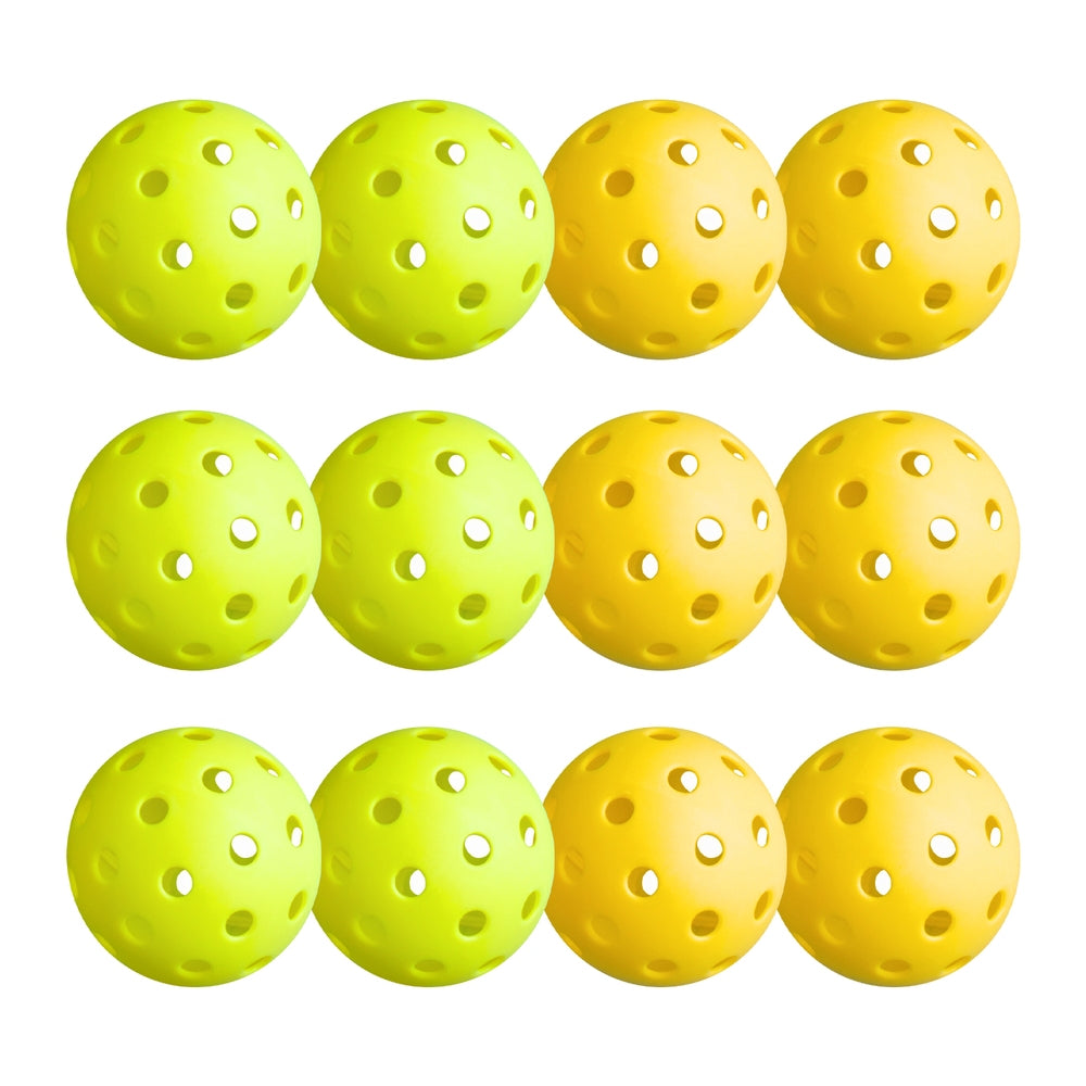 Everfit 12PC Pickleballs Set 40-Hole Design Indoor Outdoor Durable PE Balls Green/Yellow - SuperSaverAU - view 3