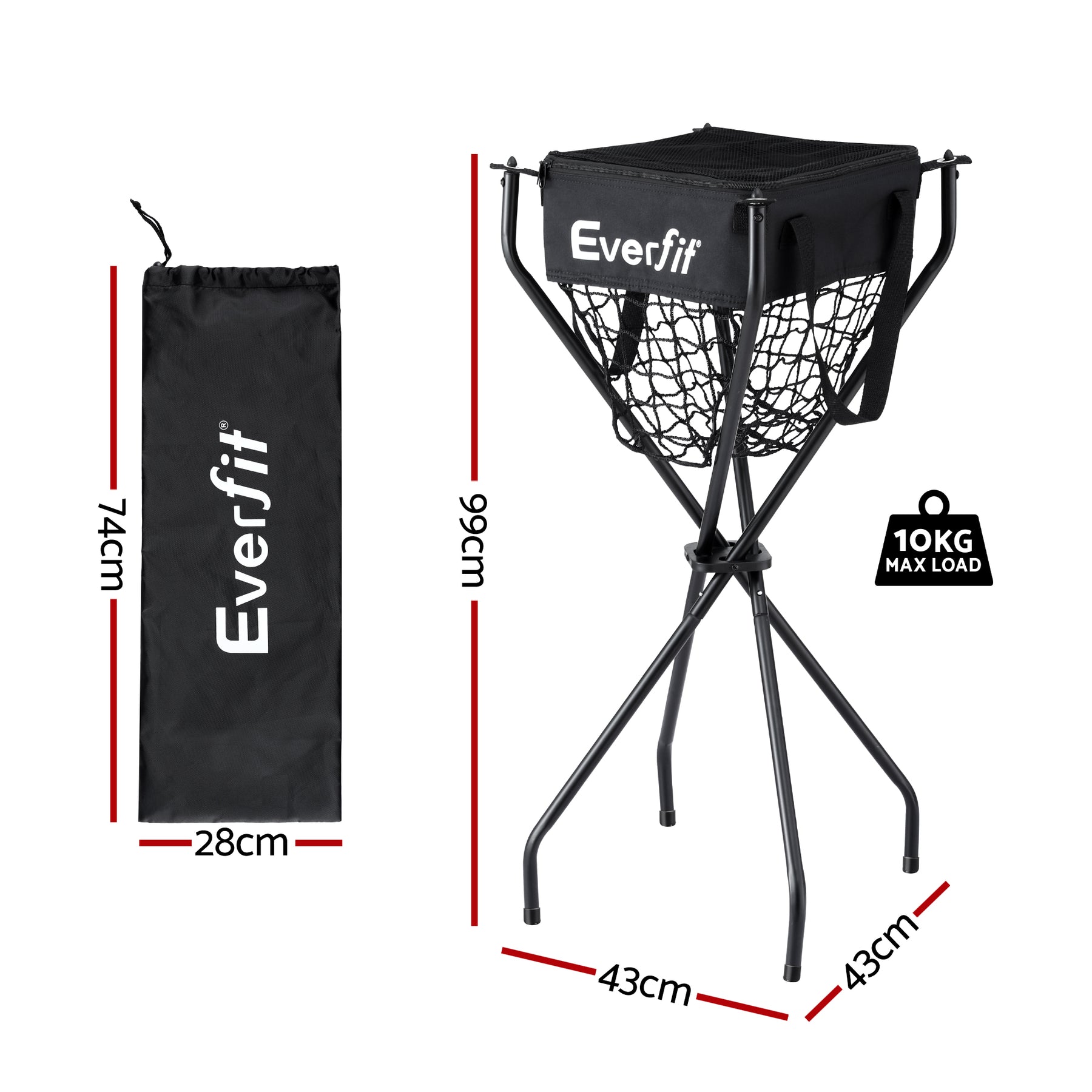 Everfit Portable Ball Cart Foldable Pickleball Tennis Baseball Softball - SuperSaverAU - view 2
