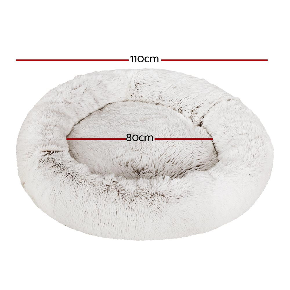 i.Pet Extra Large Pet Bed 110cm Soft Plush White Brown Non-Slip Washable - SuperSaverAU - view 2