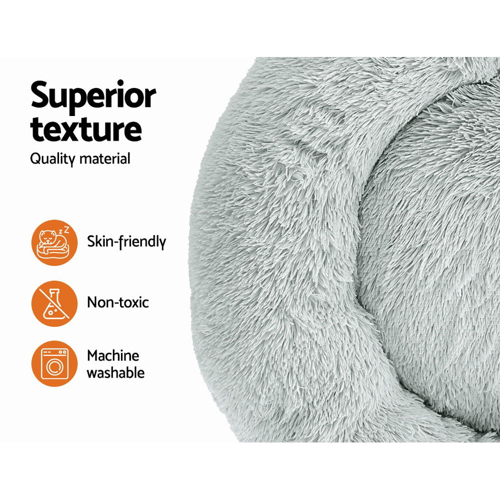 i.Pet Large Pet Bed Dog Cat Soft Plush Light Grey Non-Slip Washable 90cm - SuperSaverAU - view 4