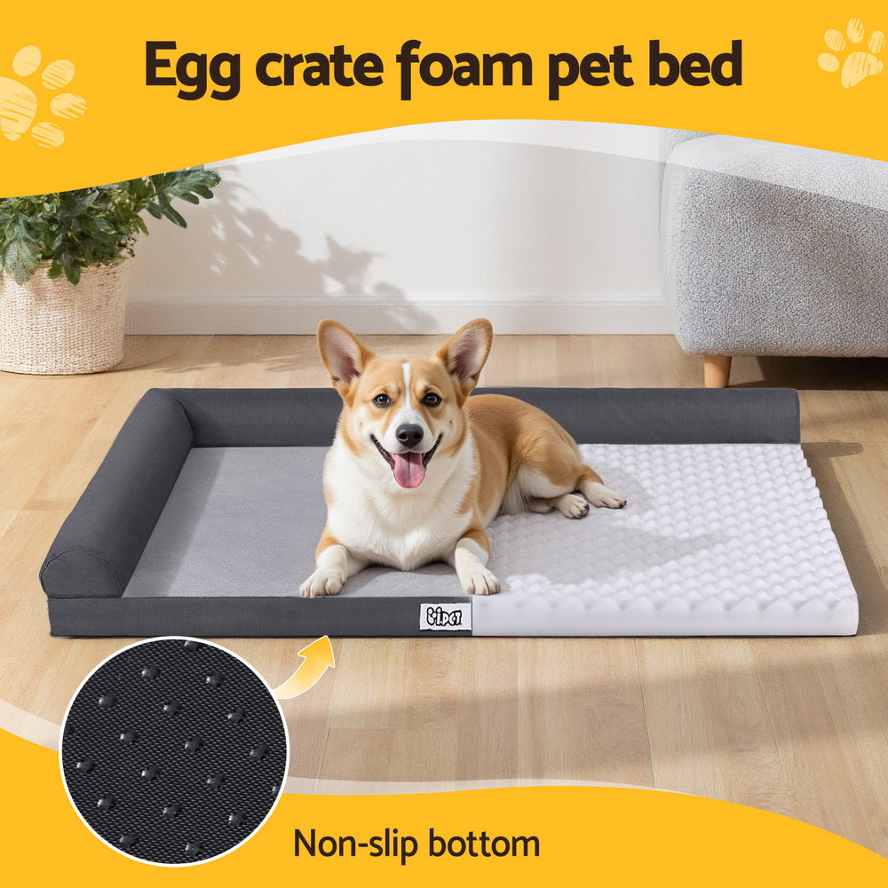i.Pet Pet Bed Large 105cm x 75cm Plush Soft Cushion Removable Washable Grey - SuperSaverAU - view 4