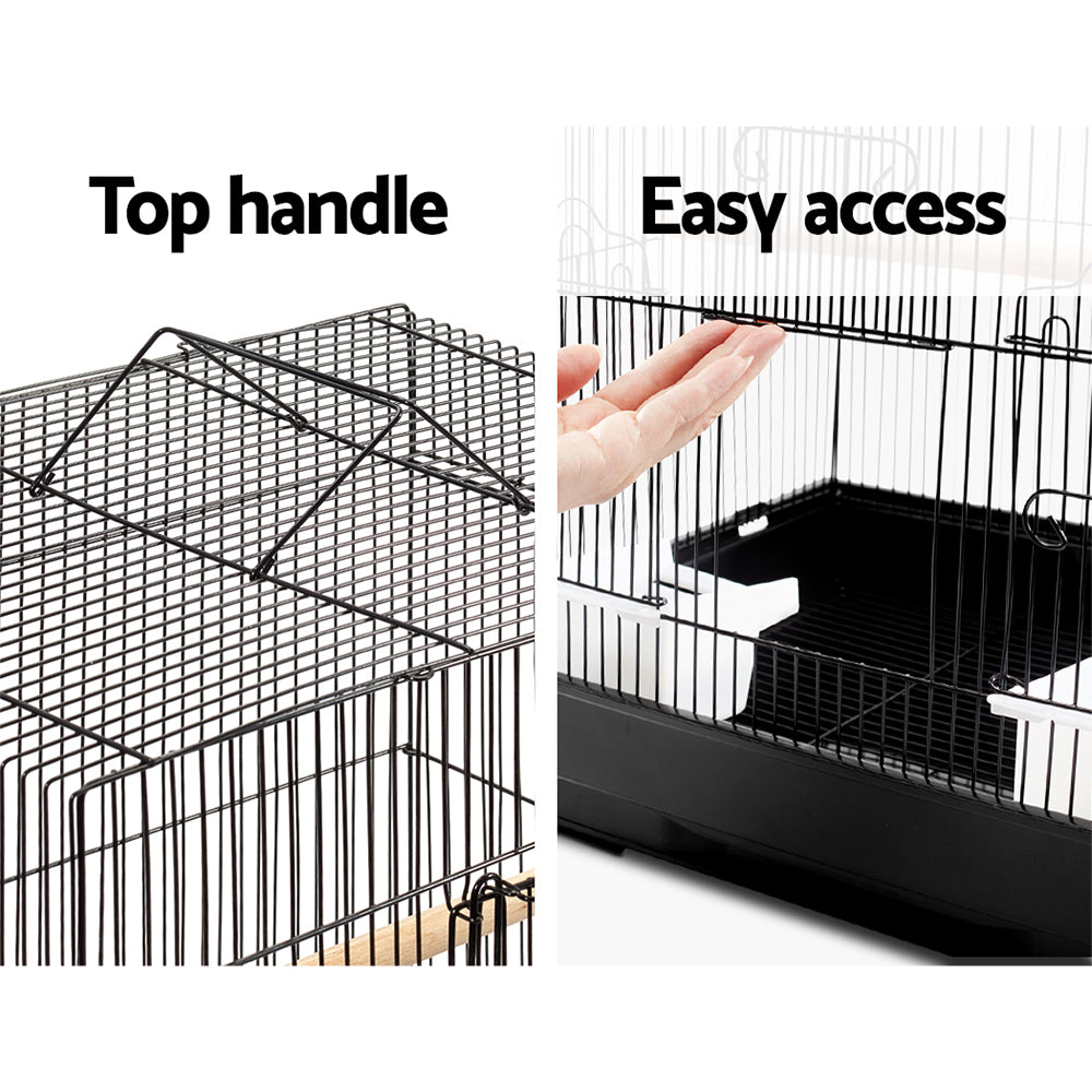 Pet Bird Cage 88cm Black Wrought Iron with Perches & Feeders - SuperSaverAU - view 5