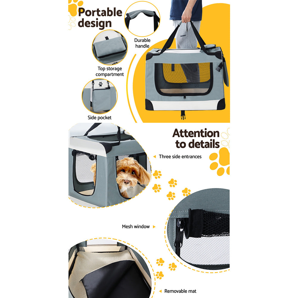 i.Pet Pet Carrier Soft Crate 70x52CM Portable Foldable Dog Cat Travel - SuperSaverAU - view 6