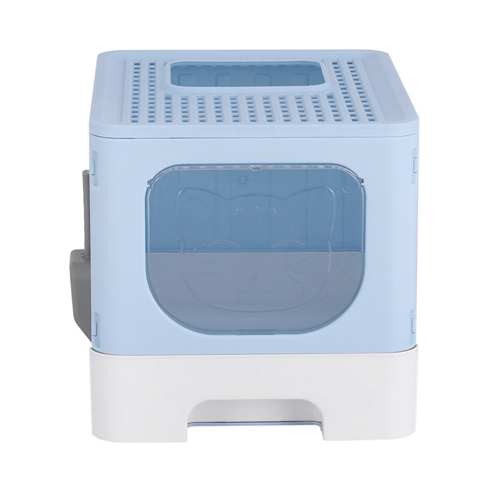i.Pet Enclosed Cat Litter Box Large Tray Foldable with Scoop Blue - SuperSaverAU - view 3