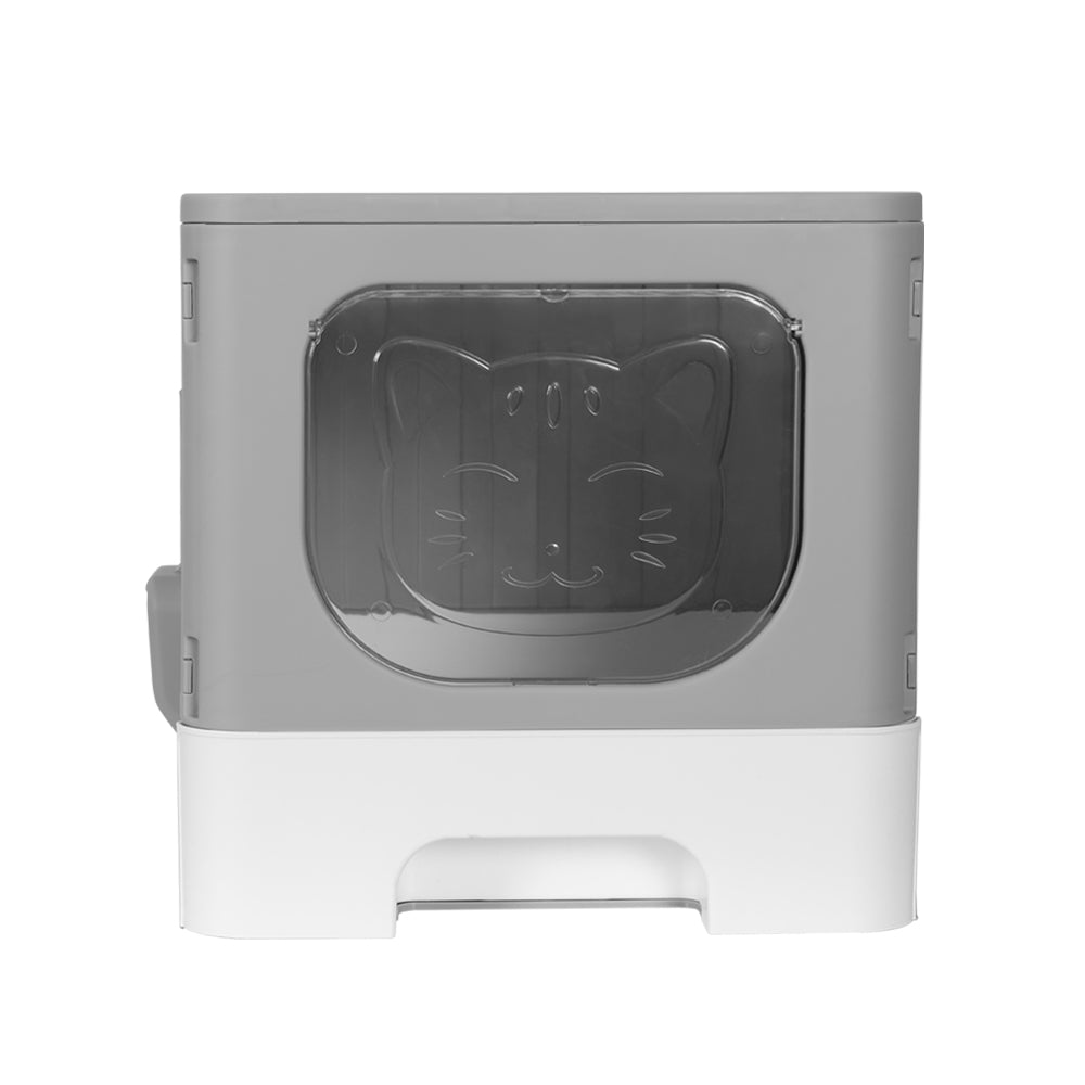 i.Pet Enclosed Cat Litter Box Large Tray Foldable with Scoop Grey - SuperSaverAU - view 3