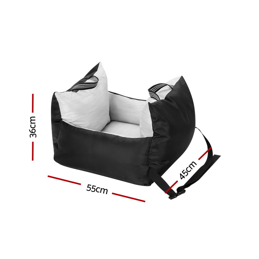 i.Pet Waterproof Dog Car Seat Booster Bed - Black Grey