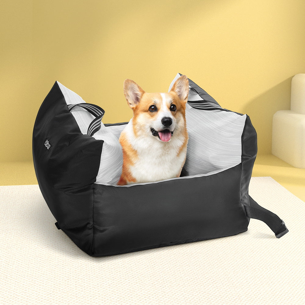 i.Pet Waterproof Dog Car Seat Booster Bed - Black Grey