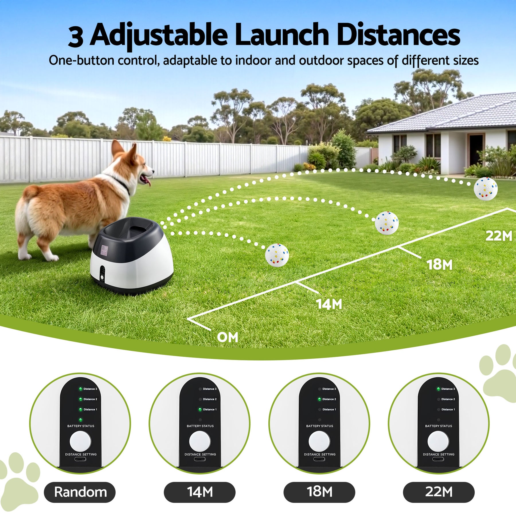 i.Pet Automatic Dog Ball Launcher with 6 Balls - Black