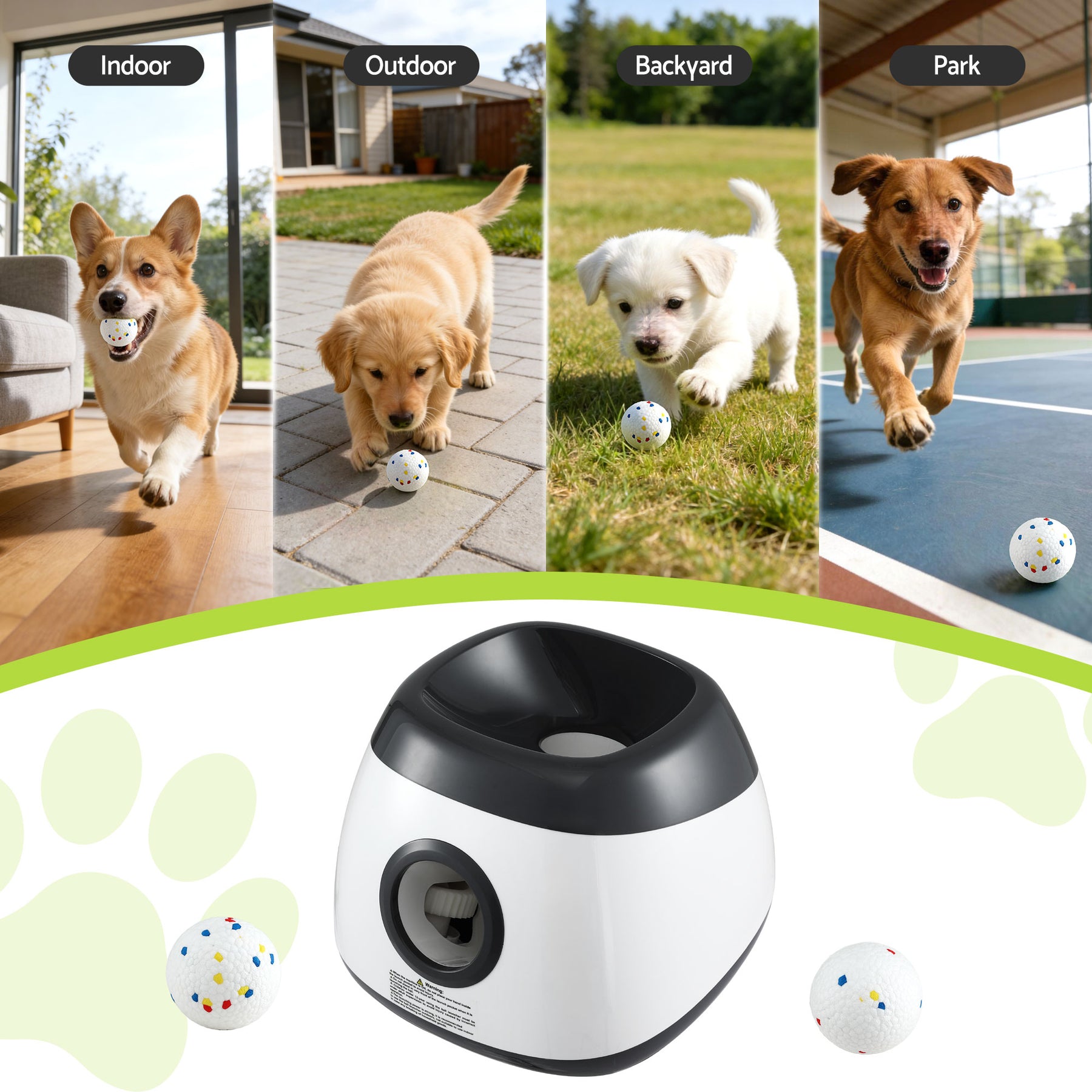 i.Pet Automatic Dog Ball Launcher with 6 Balls - Black