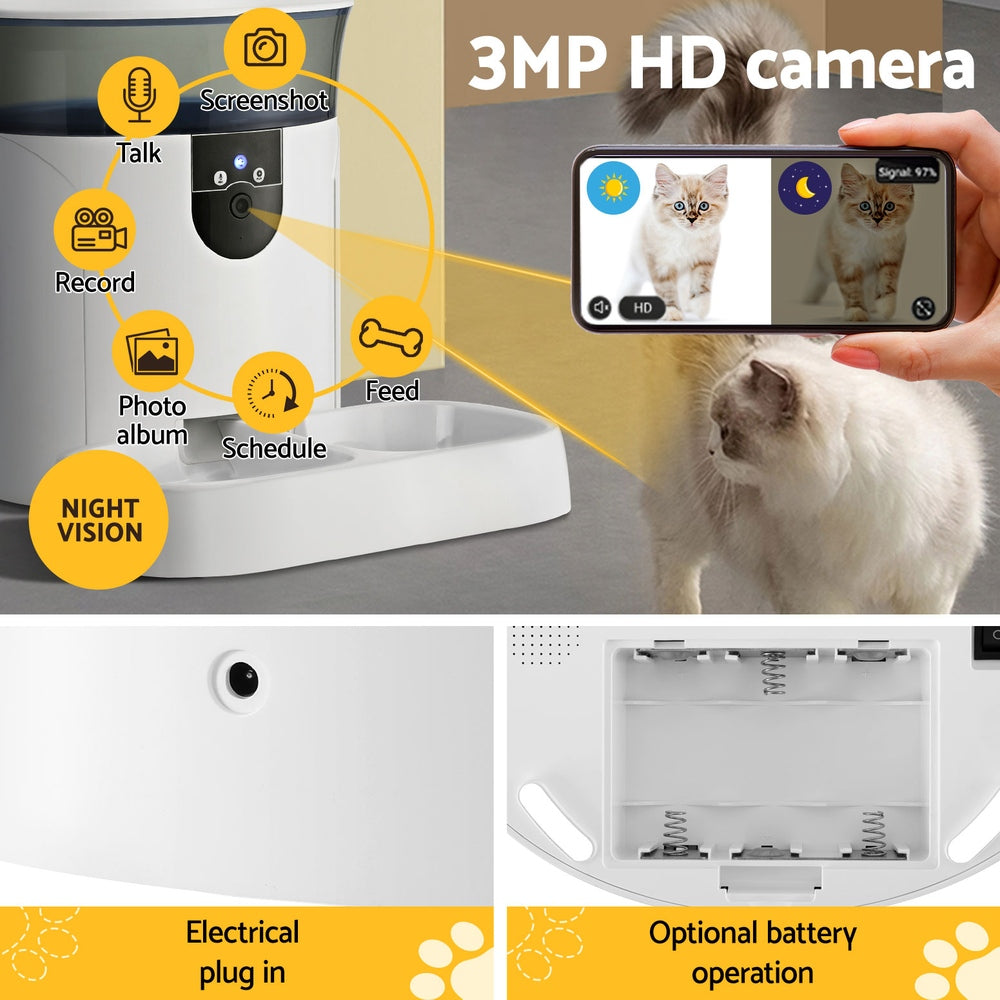 i.Pet Smart Pet Feeder 7L with HD Camera, WiFi Control, and Remote Interaction - SuperSaverAU - view 6