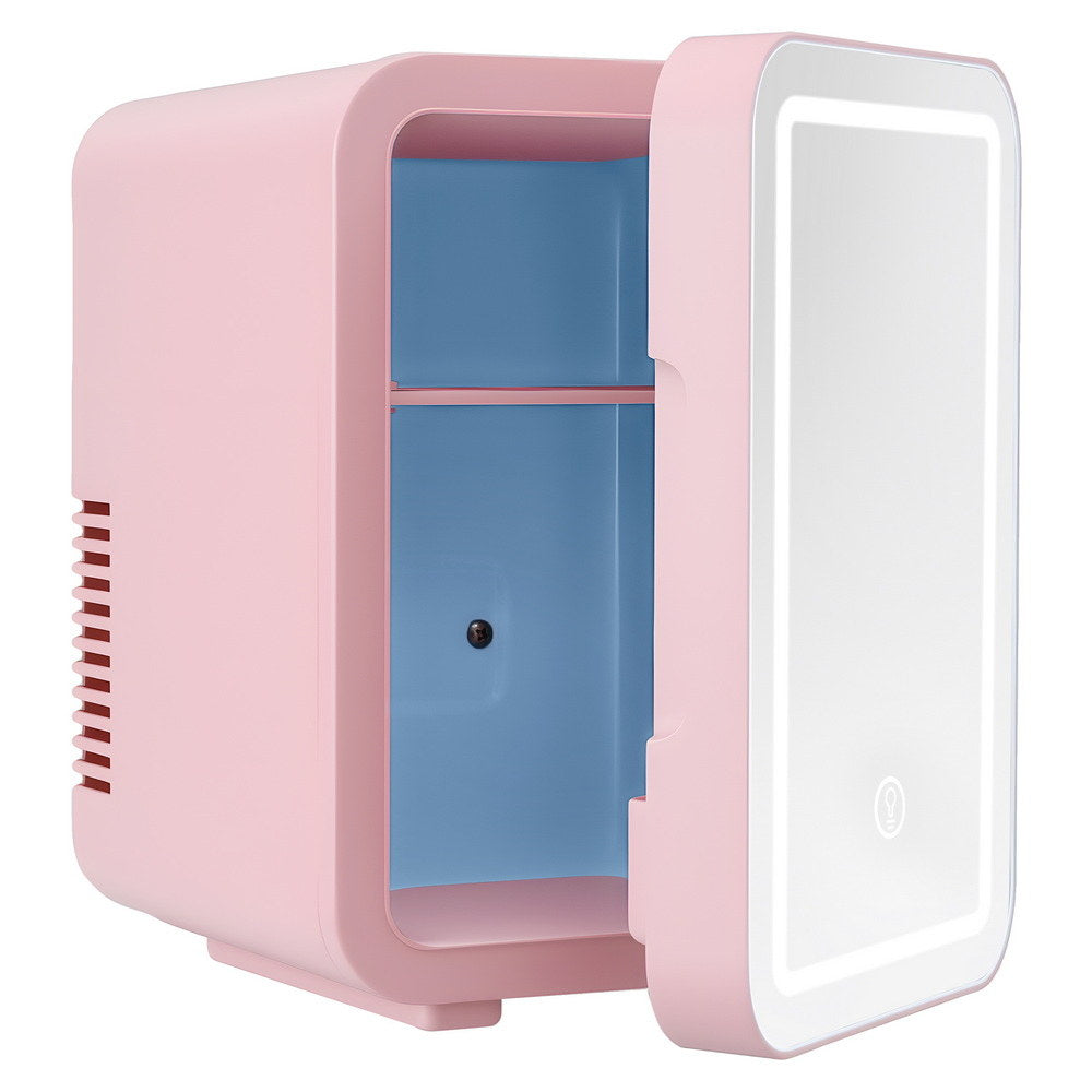 Premium Glacio Pink 4L Mini Skincare Fridge with LED Mirror