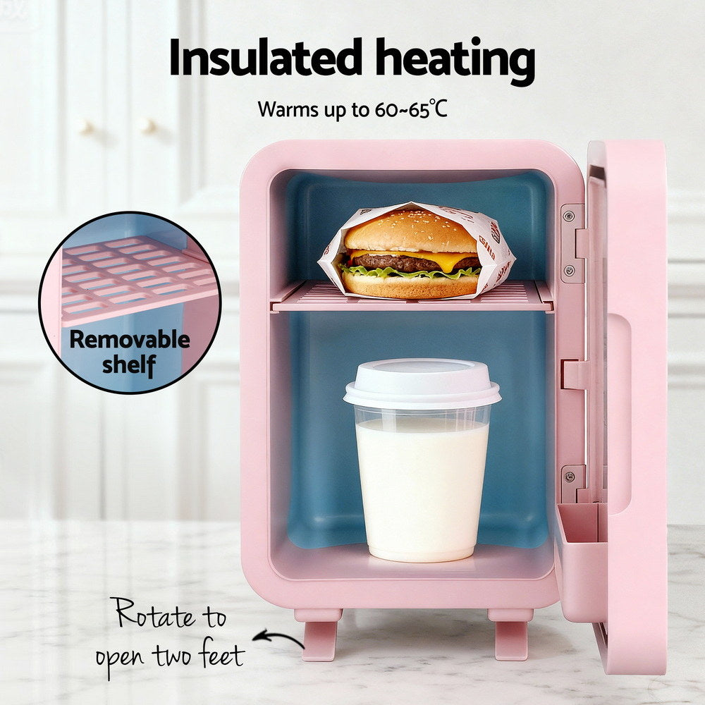 Premium Glacio Pink 4L Mini Skincare Fridge with LED Mirror