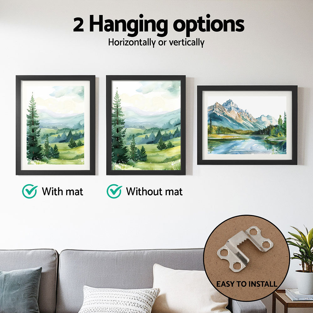 Artiss 3-Piece Photo Frame Set for 10"x14" Prints, Black, Durable MDF, Wall Hanging - SuperSaverAU - view 4