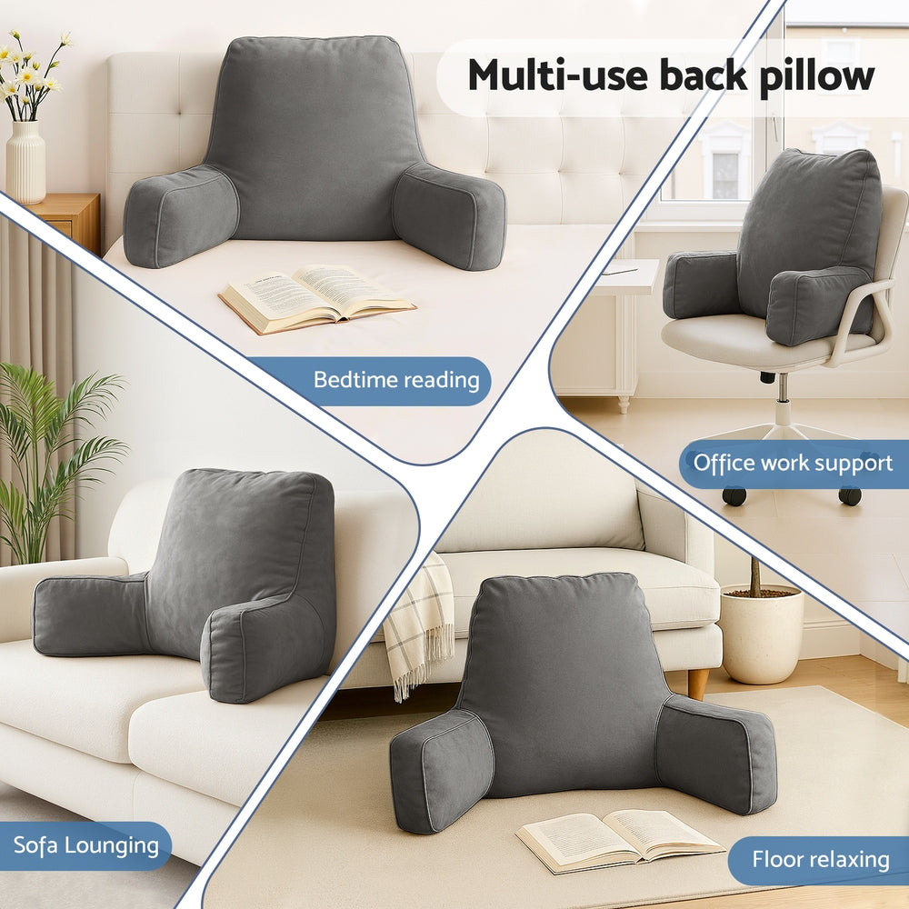 Giselle Bedding Reading Pillow – Grey with Lumbar Support