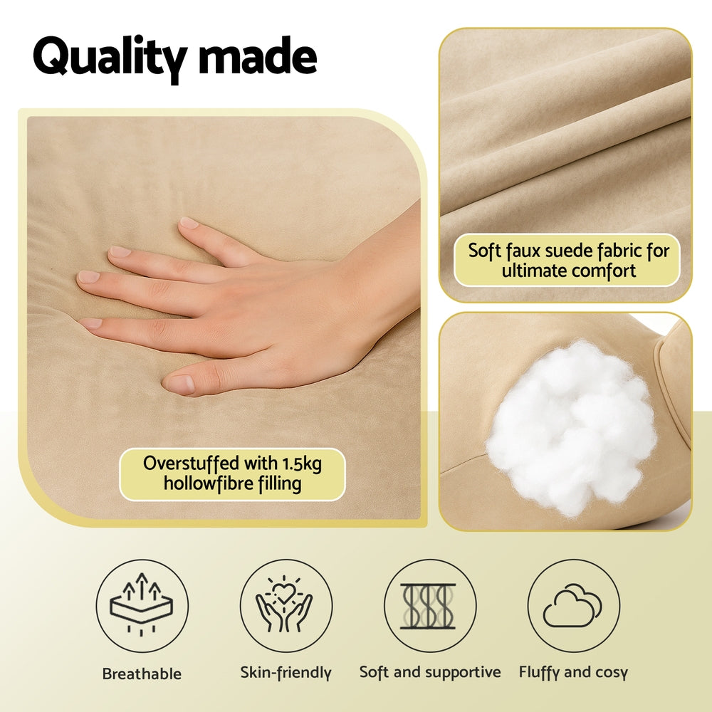 Giselle Bedding Back Pillow 49x49x15cm Oatmeal, Ergonomic Lumbar Support - SuperSaverAU - view 4