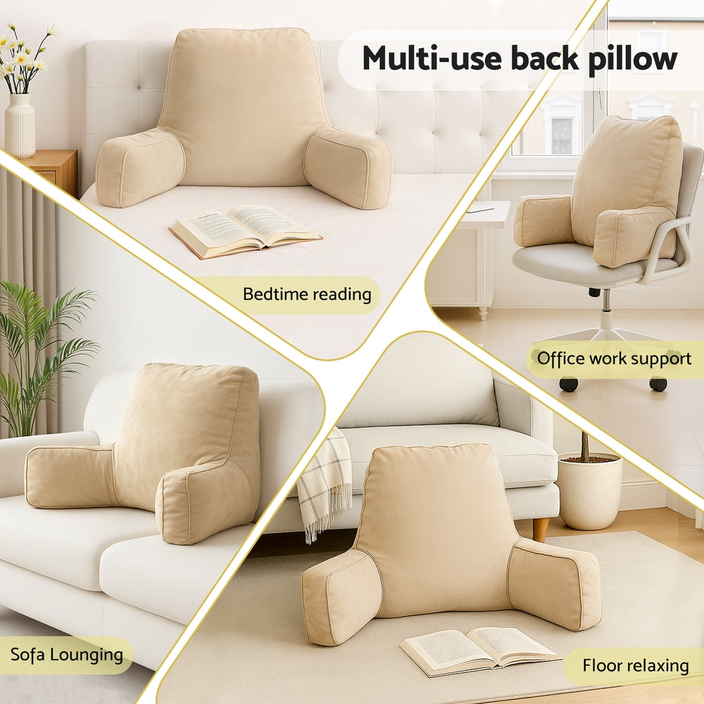 Giselle Bedding Back Pillow 49x49x15cm Oatmeal, Ergonomic Lumbar Support - SuperSaverAU - view 5