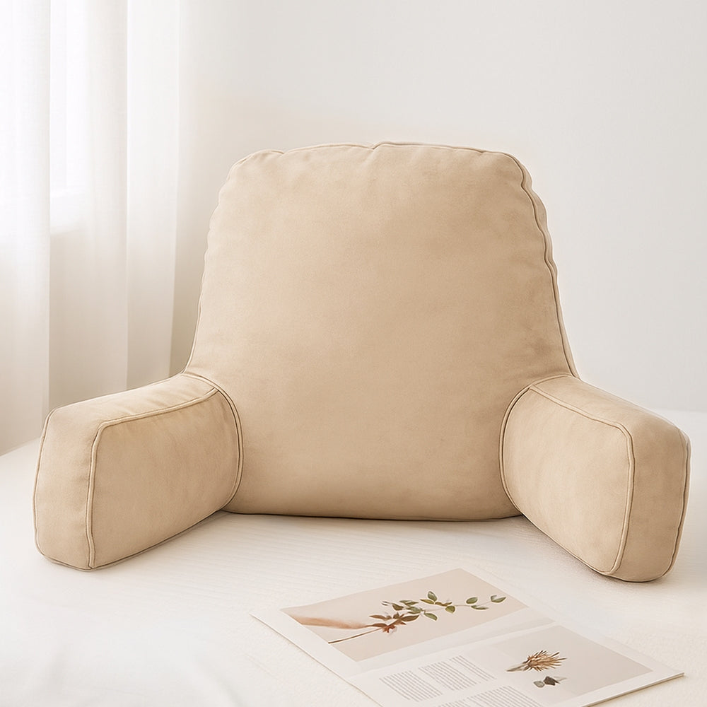 Giselle Bedding Back Pillow 49x49x15cm Oatmeal, Ergonomic Lumbar Support - SuperSaverAU - view 6