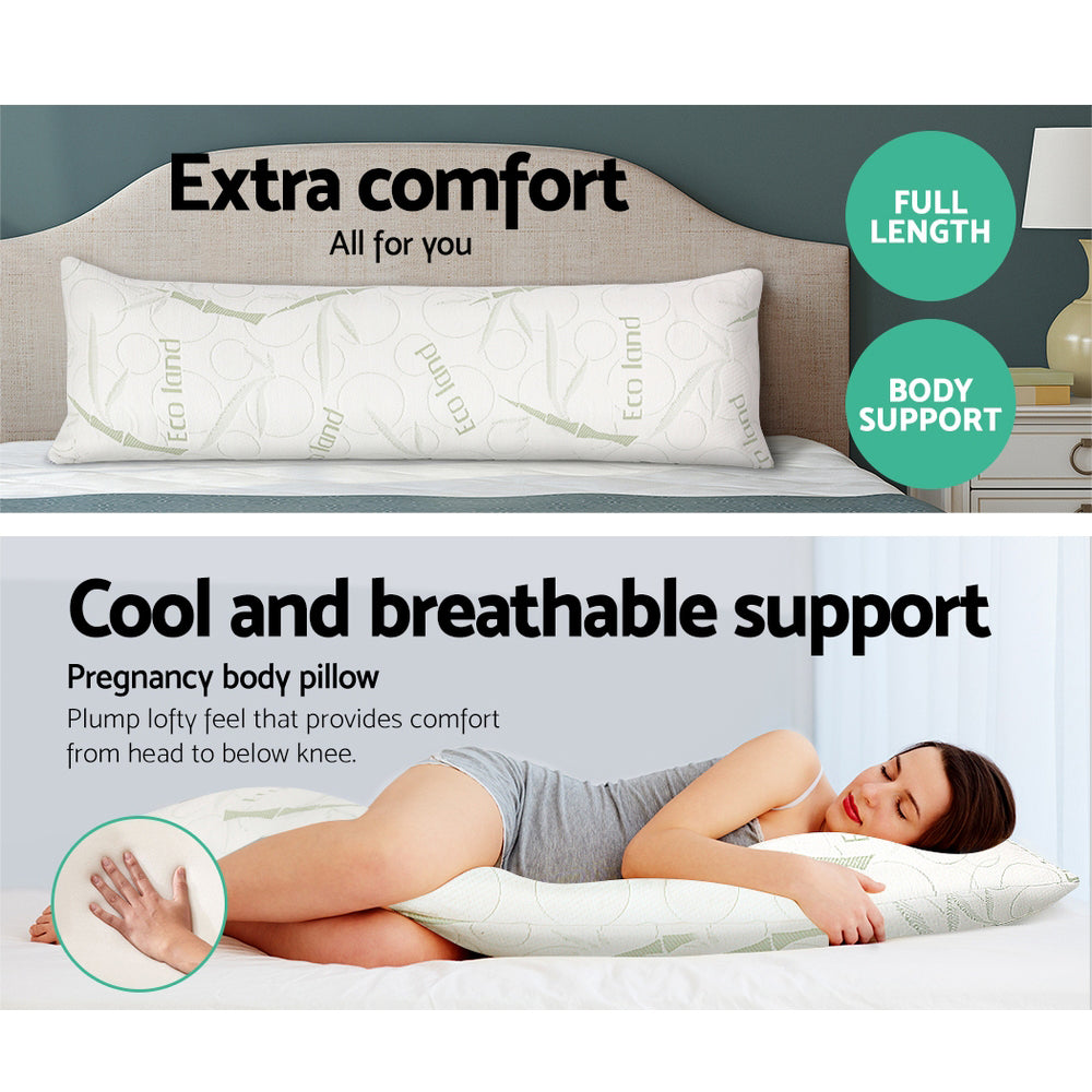 Giselle Bedding Bamboo Body Pillow 120x36x24cm, Gel Memory Foam, Machine Washable - SuperSaverAU - view 3