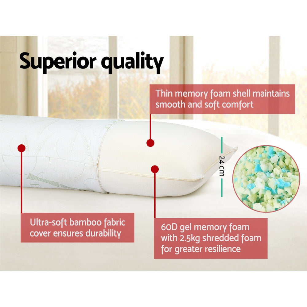 Giselle Bedding Bamboo Body Pillow 120x36x24cm, Gel Memory Foam, Machine Washable - SuperSaverAU - view 5
