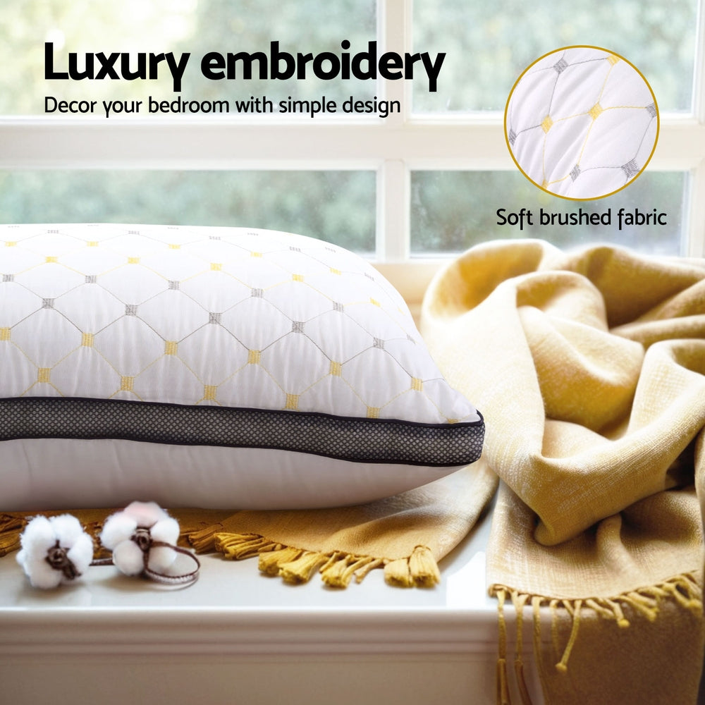 Giselle Bedding Microfibre Pillow 70x45x25cm - 1kg Filling, Non-Allergenic, Soft Cover - SuperSaverAU - view 5