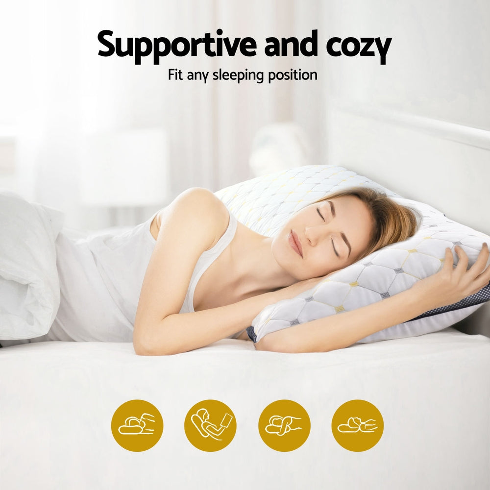 Giselle Bedding Microfibre Pillow 70x45x25cm - 1kg Filling, Non-Allergenic, Soft Cover - SuperSaverAU - view 6