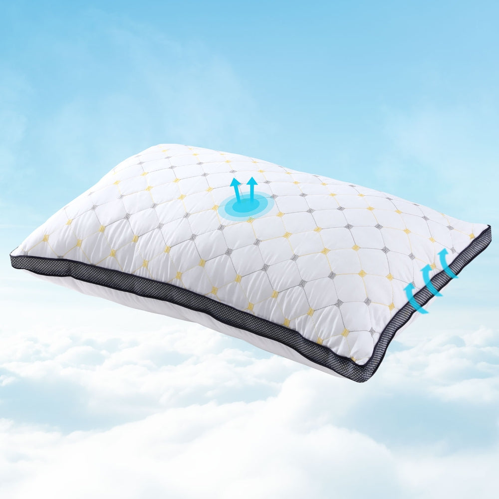 Giselle Bedding Microfibre Pillow 70x45x25cm - 1kg Filling, Non-Allergenic, Soft Cover - SuperSaverAU - view 1