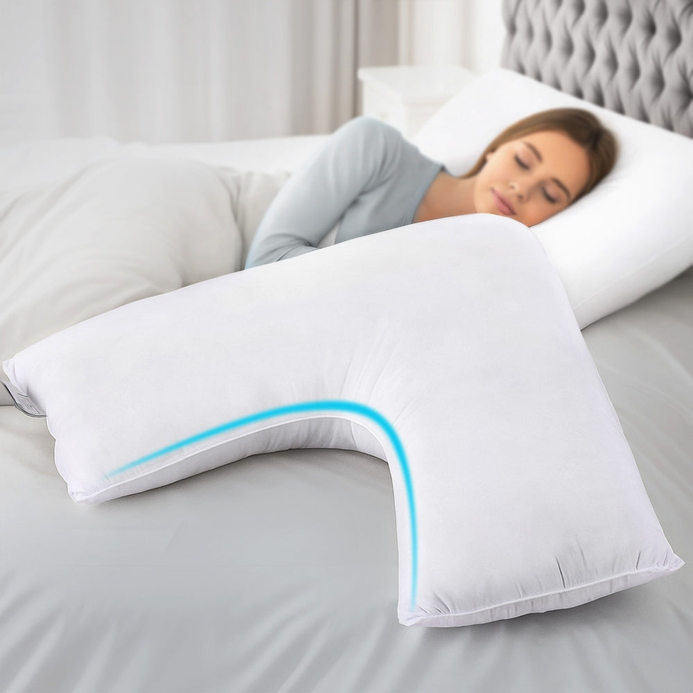 Giselle Bedding V Shape Boomerang Nursing Pillow – White