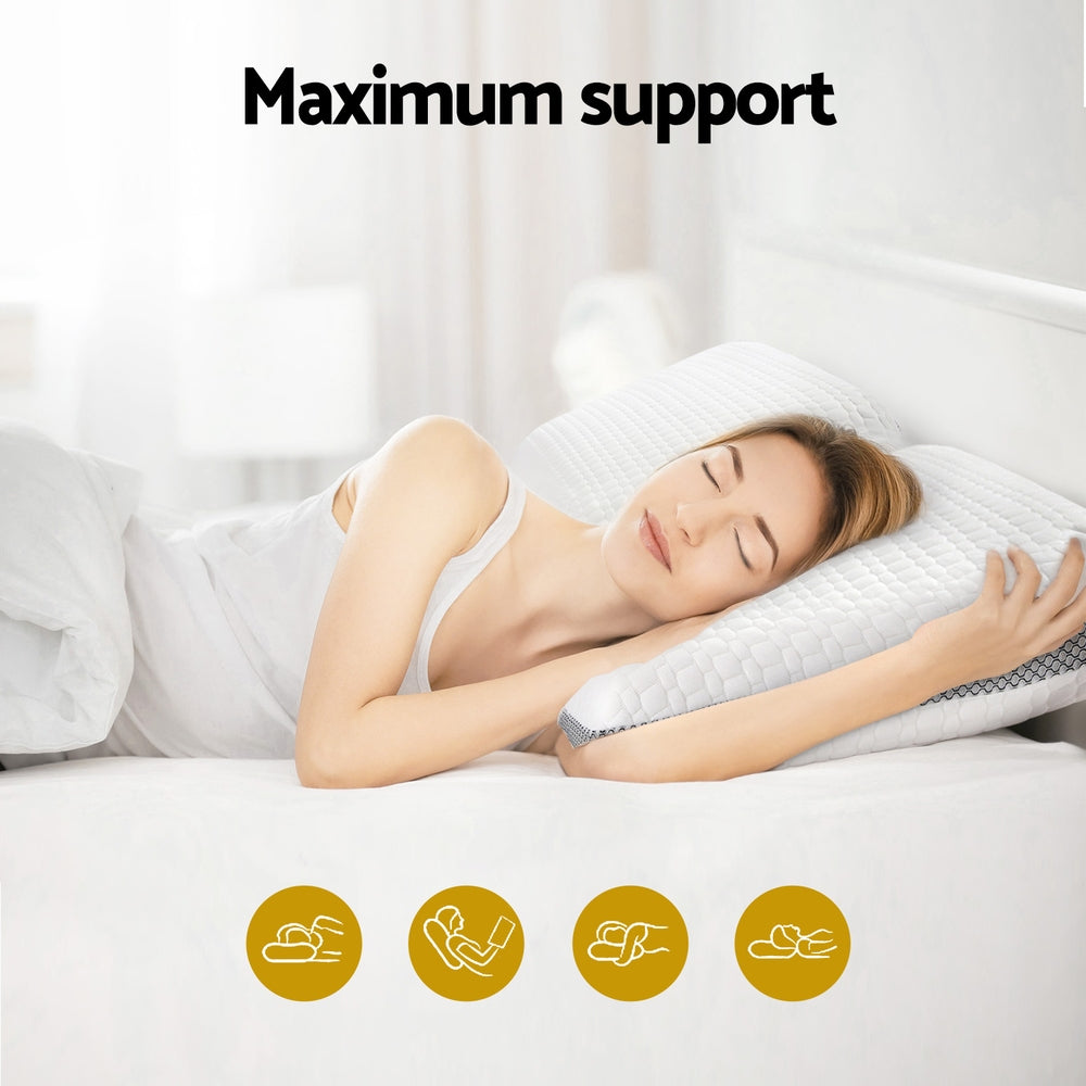 Giselle Bedding Memory Foam Pillow 60cm x 40cm x 11cm, Breathable, Washable Cover - SuperSaverAU - view 3