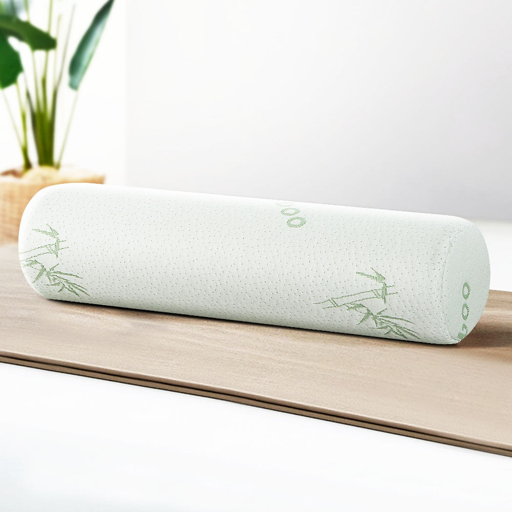 Giselle Bedding Memory Foam Pillow Roll 45cm x 11cm with Bamboo Cover - SuperSaverAU - view 1